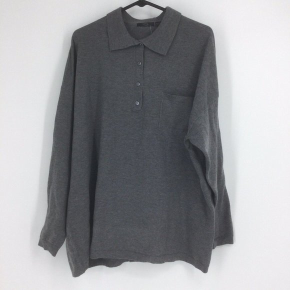 RDI | Sweaters | Rdi Grey Sweater Size Medium Collared Front Pocket ...